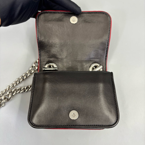 Miu Miu Shoulder Bag Crumpled Lambskin Black Red