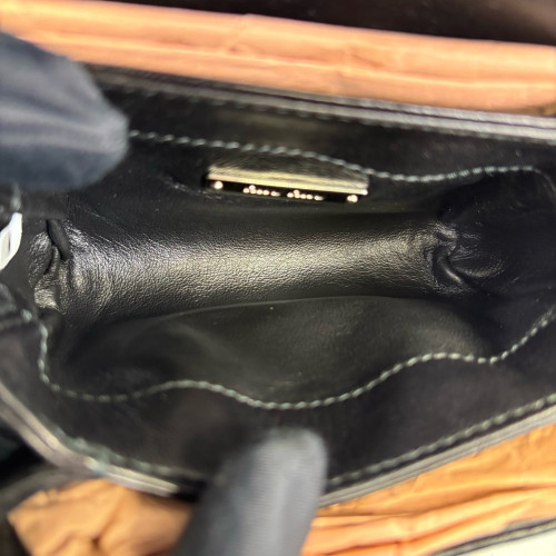 Miu Miu Shoulder Bag Crumpled Lambskin Black Red