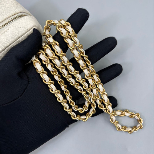 Chanel Quilted Mini Vanity Case Grained Calfskin White