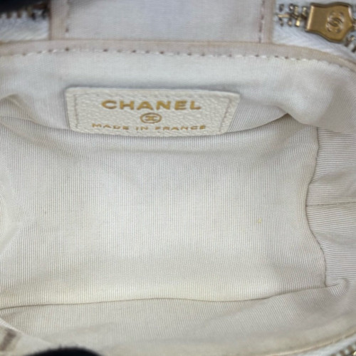 Chanel Quilted Mini Vanity Case Grained Calfskin White