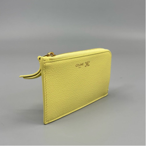 Celine Card Holder Grained Calfskin Yellow