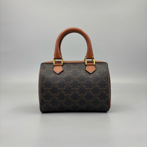 Celine Triomphe Small Boston Bag Triomphe Brown