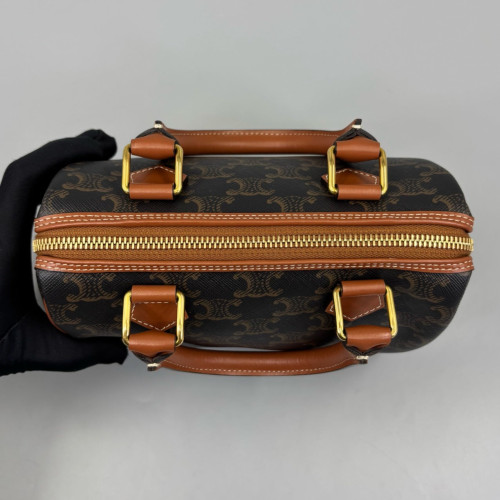 Celine Triomphe Small Boston Bag Triomphe Brown