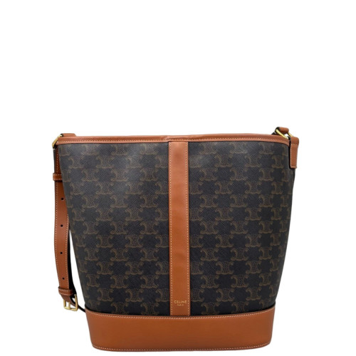 Celine Triomphe Triomphe Bucket Bag Mediun Triomphe Brown