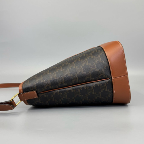 Celine Triomphe Triomphe Bucket Bag Mediun Triomphe Brown