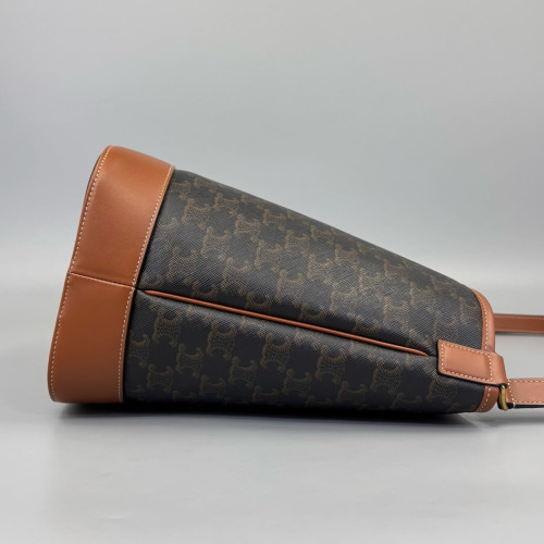 Celine Triomphe Triomphe Bucket Bag Mediun Triomphe Brown