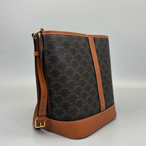 Celine Triomphe Triomphe Bucket Bag Mediun Triomphe Brown