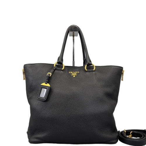 Prada Tote Bag Grained Calfskin Black