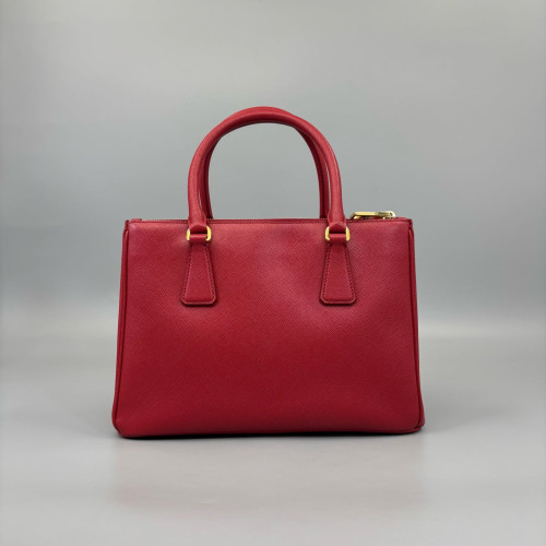 Prada Small Galleria Double Zip Tote Saffiano Calfskin Red Prada Small Galleria Double Zip Tote Saffiano Calfskin Red