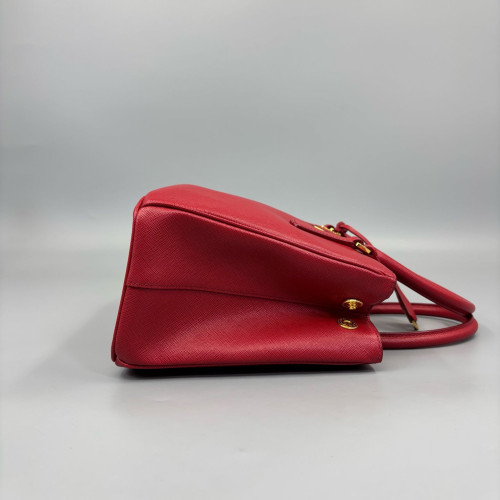 Prada Small Galleria Double Zip Tote Saffiano Calfskin Red Prada Small Galleria Double Zip Tote Saffiano Calfskin Red
