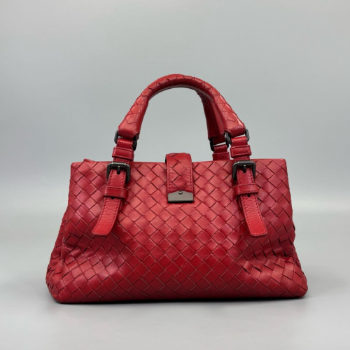Bottega Veneta Mini Roma Tote Bag Calfskin Intrecciato Red Bottega Veneta Mini Roma Tote Bag Calfskin Intrecciato Red