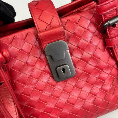 Bottega Veneta Mini Roma Tote Bag Calfskin Intrecciato Red Bottega Veneta Mini Roma Tote Bag Calfskin Intrecciato Red