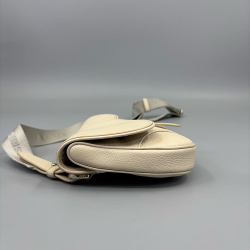 Dior Mini Vintage Saddle Bag Grained Calfskin Beige