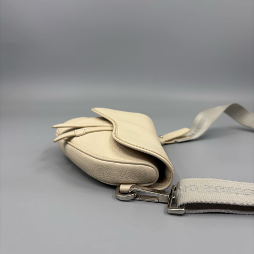 Dior Mini Vintage Saddle Bag Grained Calfskin Beige