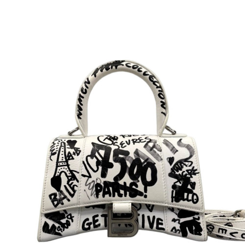 Balenciaga Hourglass Xs Calfskin White Black Balenciaga Hourglass Xs Calfskin White Black