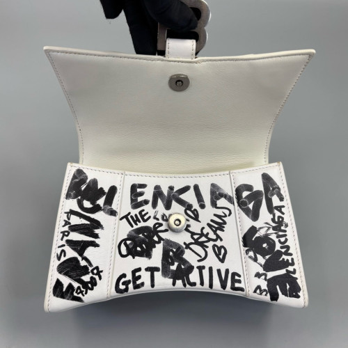 Balenciaga Hourglass Xs Calfskin White Black Balenciaga Hourglass Xs Calfskin White Black