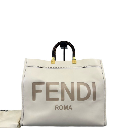 Fendi Large Sunshine Shopper Tote Calfskin White