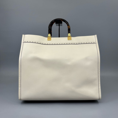Fendi Large Sunshine Shopper Tote Calfskin White