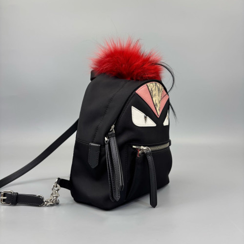 Fendi Monster Eyes Mini Backpack Nylon Black Red Pink Fendi Monster Eyes Mini Backpack Nylon Black Red Pink