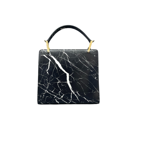 Balenciaga Marble Print Le Dix Cartable Satchel Calfskin Black White