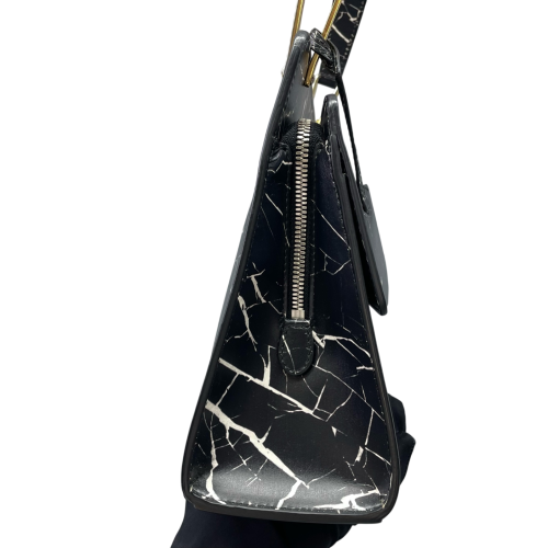Balenciaga Marble Print Le Dix Cartable Satchel Calfskin Black White