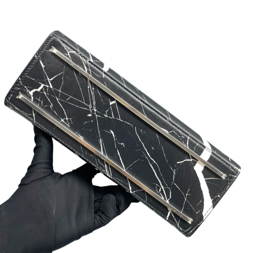 Balenciaga Marble Print Le Dix Cartable Satchel Calfskin Black White