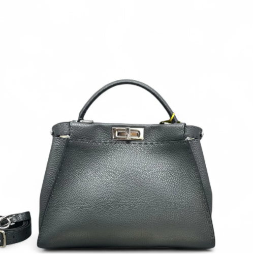 Fendi Peekaboo Iconic Medium Grained Calfskin Dark Grey