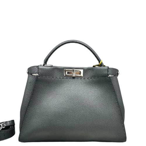 Fendi Peekaboo Iconic Medium Grained Calfskin Dark Grey