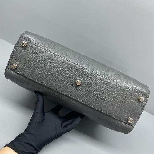 Fendi Peekaboo Iconic Medium Grained Calfskin Dark Grey