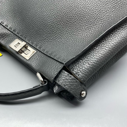 Fendi Peekaboo Iconic Medium Grained Calfskin Dark Grey