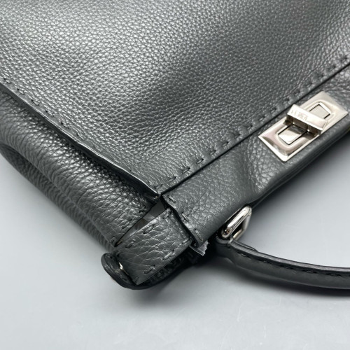 Fendi Peekaboo Iconic Medium Grained Calfskin Dark Grey