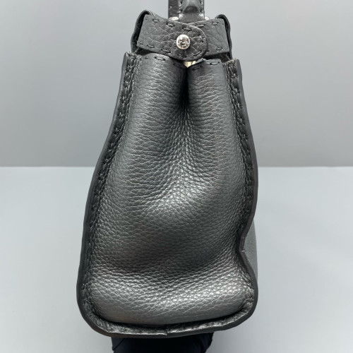 Fendi Peekaboo Iconic Medium Grained Calfskin Dark Grey