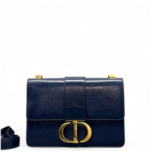 Dior 30 Montaigne Flap Bag Calfskin Dark Blue