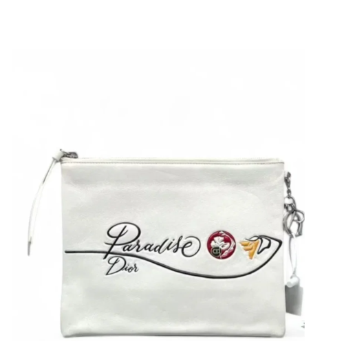 Dior Embroidered Clutch Calfskin White Dior Embroidered Clutch Calfskin White