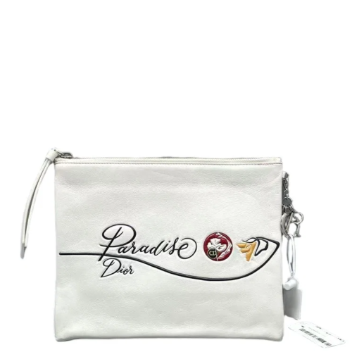 Dior Embroidered Clutch Calfskin White Dior Embroidered Clutch Calfskin White