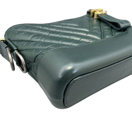 Chanel Chevron Quilted Small Gabrielle Hobo Crumpled Calfskin Green