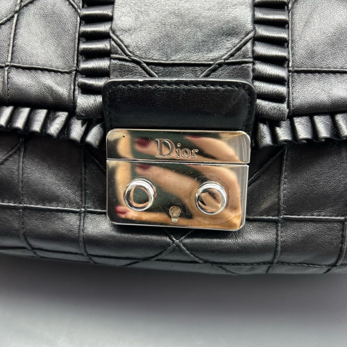 Dior Ruffle Chain Cannage New Lock Flap Lambskin Black Dior Ruffle Chain Cannage New Lock Flap Lambskin Black