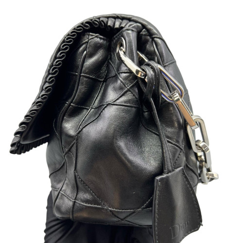 Dior Ruffle Chain Cannage New Lock Flap Lambskin Black Dior Ruffle Chain Cannage New Lock Flap Lambskin Black