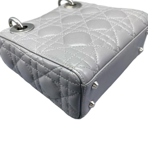 Dior Cannage Strass Mini Lady Dior Lambskin Grey