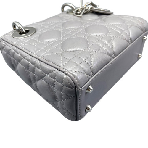 Dior Cannage Strass Mini Lady Dior Lambskin Grey
