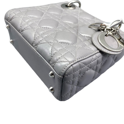 Dior Cannage Strass Mini Lady Dior Lambskin Grey