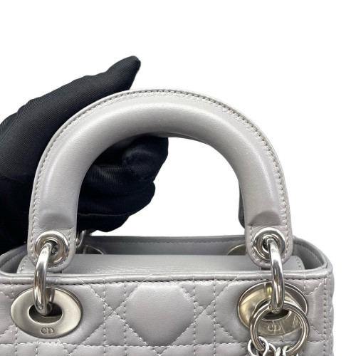 Dior Cannage Strass Mini Lady Dior Lambskin Grey