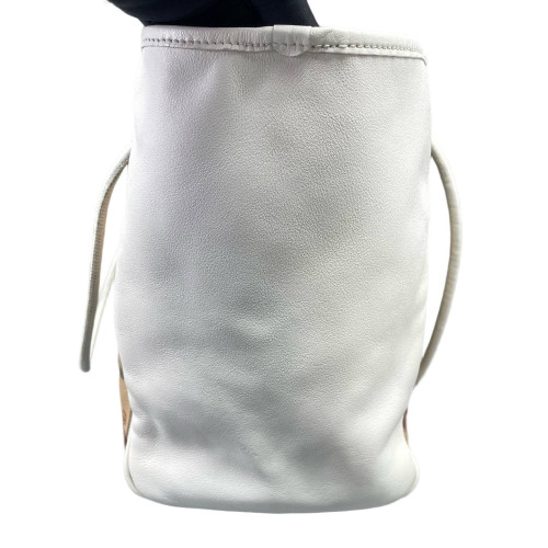 Burberry Small Canterbury Tote Haymarket Check Calfskin White Beige Black