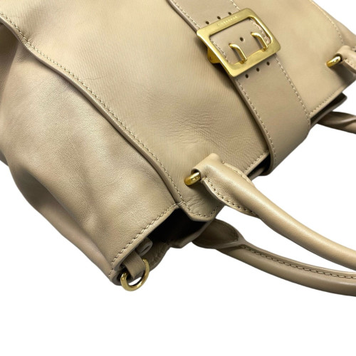 Burberry Medium Buckle Tote Calfskin Khaki