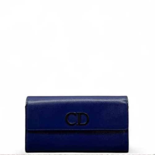 Dior Lady Dior Continental Wallet  Grained Calfskin Blue
