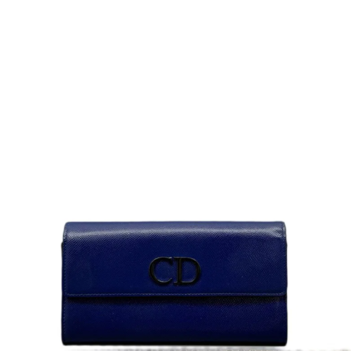 Dior Lady Dior Continental Wallet  Grained Calfskin Blue