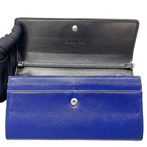 Dior Lady Dior Continental Wallet  Grained Calfskin Blue