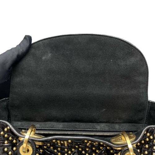 Dior Cannage Studded Medium Lady Dior Patent Calfskin Black