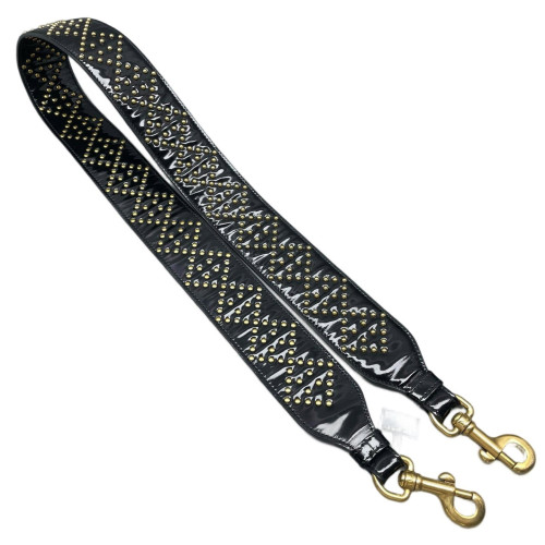 Dior Cannage Studded Medium Lady Dior Patent Calfskin Black