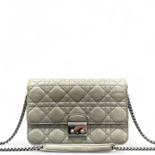 Dior Cannage Miss Dior Promenade Pouch Lambskin Grey
